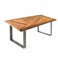 oak herringbone upcycled wooden table with magnetic legs | reditum