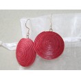 Red Disc Earrings made of eco paper | Sundara Paper Art