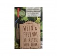 Wooden bottle label “Wine & Friends” in German 