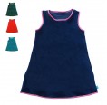 Girls Sleeveless Tank Dress Eco Cotton, contrast hem | bingabonga