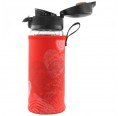Thermos glass cup with protective sleeve HEART & one hand lid | Dora’s