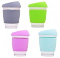 Colourful togo tumbler borosilicate glass, heat protection cuff | Dora’s