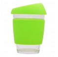 to go glass mug, heat protection cuff green | Dora's