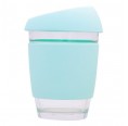 Colourful togo tumbler borosilicate glass, heat protection cuff turquoise | Dora’s