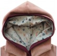 Pullover Hoodie, old pink organic cotton plush, flower-patterned hood | bingabonga