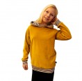 bingabonga girls hoodie from organic cotton, mustard yellow, striped hood