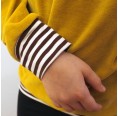 bingabonga children's hoodie mustard yellow with striped cuffs