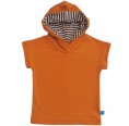 Orange Hoodie T-Shirt ringlet hood for kids, organic cotton