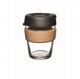 KeepCup Cork Black 12 oz - refillable cup made of glass with cork band