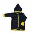 Baby Toddler Kids Eco Woollen Jacket with pointed Hood Anthracite-Yellow