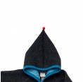 Baby Toddler Kids Eco Woollen Jacket with pointed Hood Anthracite-Petrol