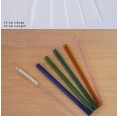 10 clear or colourful straight Glass Drinking Straws 15 cm