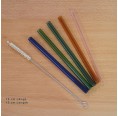 10 colourful straight Glass Drinking Straws 15 cm