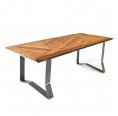 Upcycled oak wood table lignaro HERRINGBONE 2 with design magnetic legs | reditum