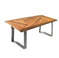 Upcycling oak wood table lignaro HERRINGBONE 2 with design magnetic legs | reditum