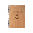Logbook refillable eco notebook with cherrywood veneer cover
