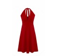 Halter-neck dress red Marilyn Monroe style - Organic Jersey
