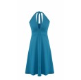 Halter-neck dress turquoise Marilyn Monroe style - Organic Jersey