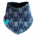 Reversible Baby Bandana Cats Print, eco cotton plush, blue-navy
