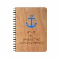 ANCHOR eco notebook in cherrywood cover, DIN A5 & A6 blue