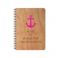 ANCHOR eco notebook in cherrywood cover, DIN A5 & A6 pink