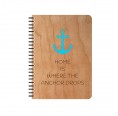 ANCHOR eco notebook in cherrywood cover, DIN A5 & A6 turquoise