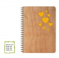 Eco Notebook yellow HEARTS with cherrywood cover