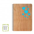 Eco Notebook turquoise HEARTS with cherrywood cover