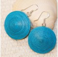 Handmade Disc Earrings Ambikha, blue » Sundara