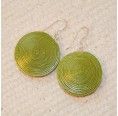 Green Disc Earrings Ambikha made from recycled cotton paper » Sundara
