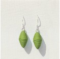 Green Earrings Mini Spindle, handmade recycled cotton paper » Sundara