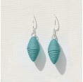 Teal Earrings Mini Spindle, handmade recycled cotton paper » Sundara