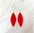Red Spindle Earrings made from recycled cotton paper » Sundara