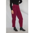 Organic Velveteen Pull-On Trousers Irene,  elastic waist, aubergine | bloomers