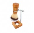 Shaving Holder RUDI PLUS, olive wood, vegan shaving brush | D.O.M.