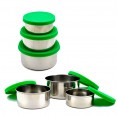Stainless steel lunchbox round with green silicone lid