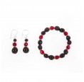 Sundara Beejika Bracelet & Earrings Agate red & brown seed pearls