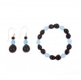 Sundara Beejika Bracelet & Earrings Agate turquoise & brown seed pearls