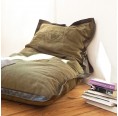Tall beanbag chair from recycled duffle bag
