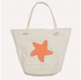early fish Eco Beach Bag, Coral, with Starfish, Organic Cotton