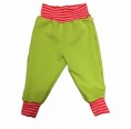 Lime organic kids sweatpants with pink striped waistband | bingabonga