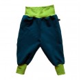 Teal organic kids sweatpants with kiwi green waistband | bingabonga