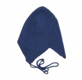 Devil baby beanie, pacific blue, with ribbon of organic wool | Reiff