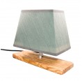 Table Lamp C.A. oblong Olive Wood Base & olive-green Shade » D.O.M.