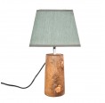 D.O.M. Table Lamp cylinder solid Olive Wood & green Shade