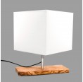 Olive Wood Table Lamp & Textile Shade Cube white » D.O.M.