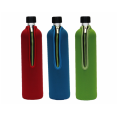 Reusable glass bottle with neoprene sleeve