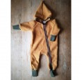Organic Wool Fleece Baby Overall, curcuma, hood & zipper » Ulalue