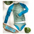 Women's Long Sleeve UV Sun Protection Rash Guard & Bikini bottom ECONYL® Khaki/Blue » earlyfish