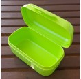 Vegan lunchbox with hinged closure made of bioplastics - green